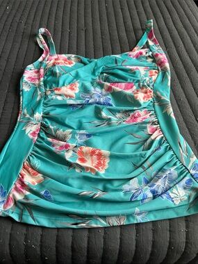 Hapari Teal Floral Ruched Swim Cami